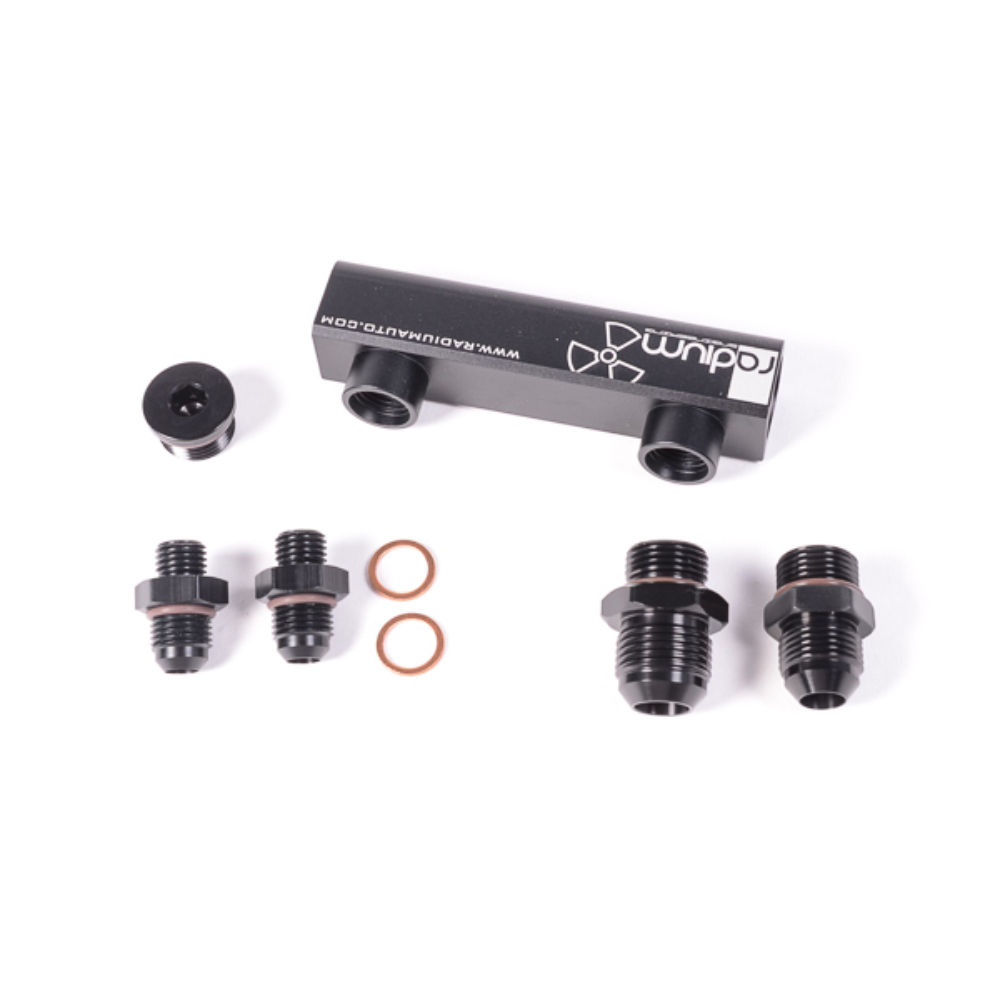 [7001018-3625618] Radium Engineering 4 Port Manifold For Twin Bosch 044 Fuel Pumps (Option 1)