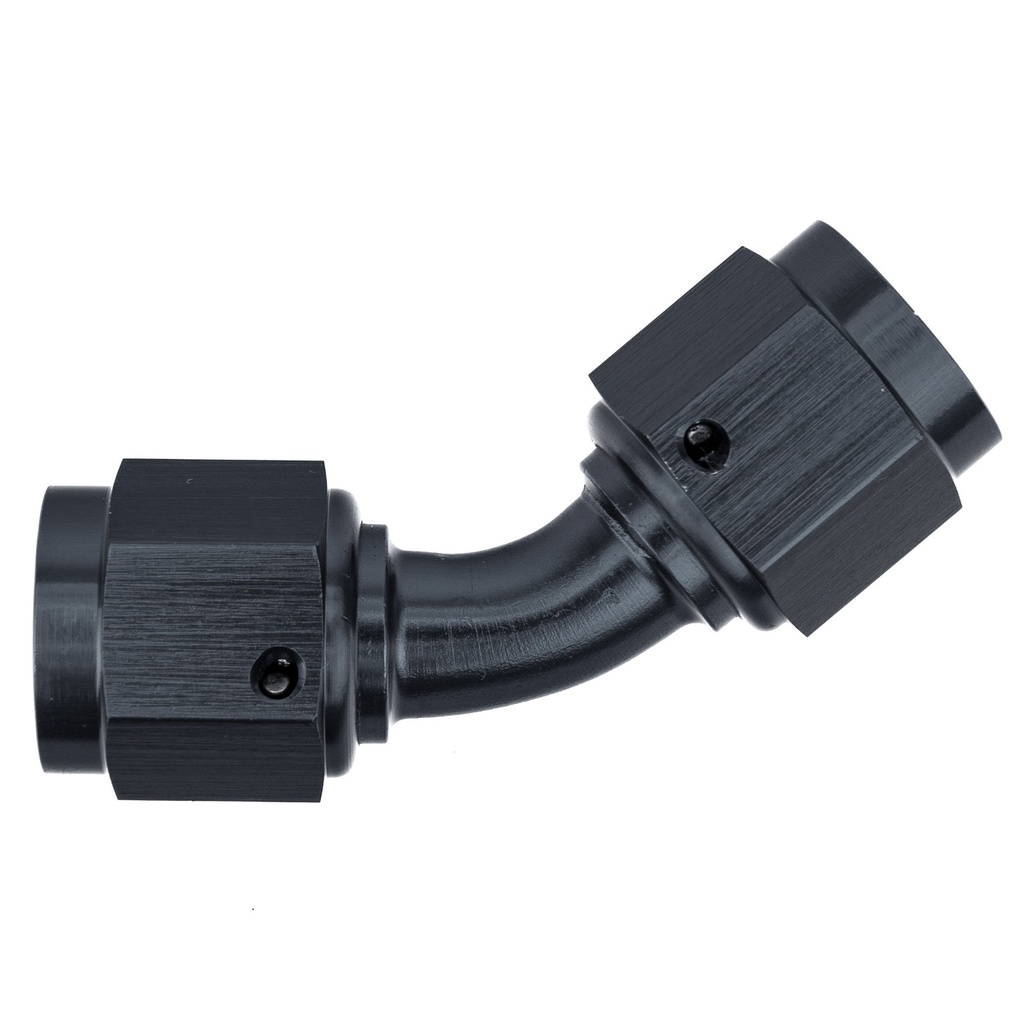 [7001523-3835004] Automotive Plumbing Solutions 45 Degree Female To Female Swivel Adaptor JIC Thread (Black, -6 JIC (9/16x18))