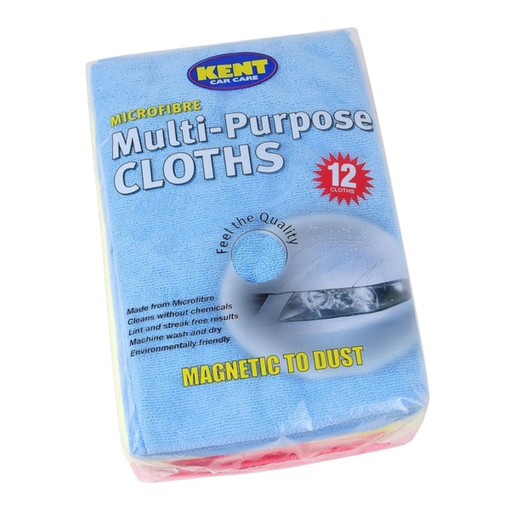 [KNTQ6612] Kent Car Care Microfibre Multi Purpose Cloths - Pack Of 12