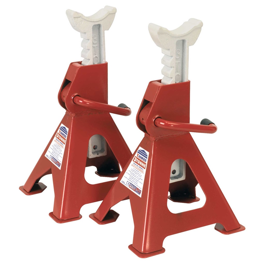 [SEAVS2003] Sealey Pair of Axle Stands 3tonne Capacity per Stand 6tonne per Pair Ratchet Type