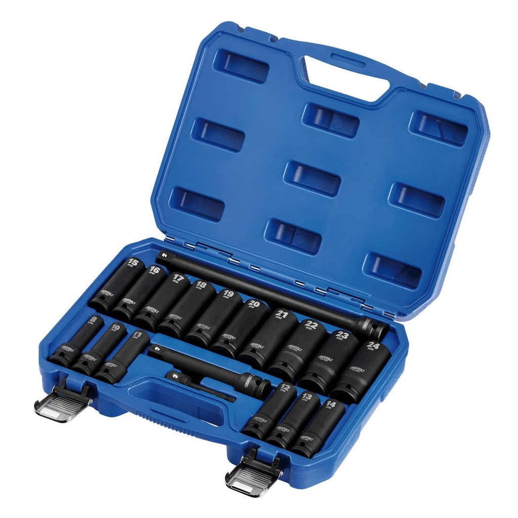 Draper Hi-Torq 1/2" Sq. Drive Metric Deep Impact Socket Set (19 Piece) - 04577