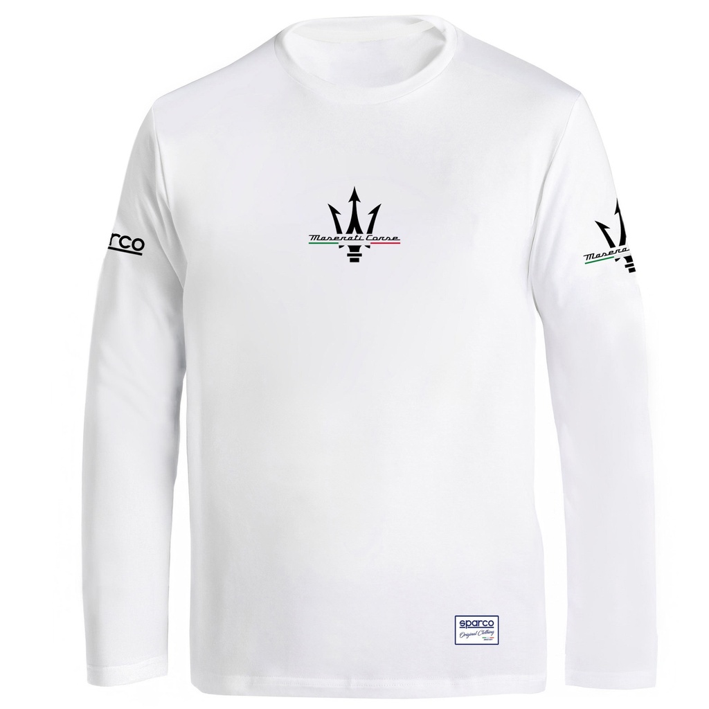[7002214-3885967] Sparco Maserati Corse Long Sleeve T-Shirt (S, White)
